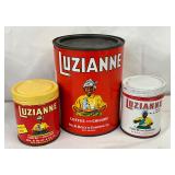 Three Luzianne Coffee and Chicory Tins in Various Sizes