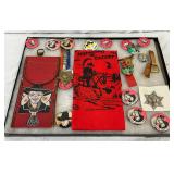 Hopalong Cassidy Memorabilia Including Buttons, Belt Buckles, and Ephemera