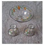 Glass Bowl w/Candleholders