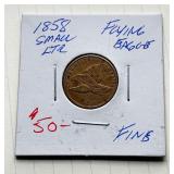 1858 Small Letters Flying Eagle Cent
