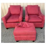 Drexel Heritage Lounge Chairs & Ottoman Set – Red