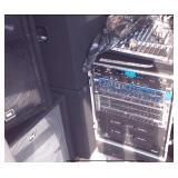 Complete Stage Sound System in Rack – Tops, Bottoms, Stage Monitors & Crate of Cables – Potterville