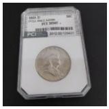 1958-D Franklin Half Dollar, Graded MS67 & with FBL (Full Bell Lines)