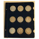 Lot of 9 Morgan Silver Dollars - 1887 to 1889-O, Incl. 1889-CC