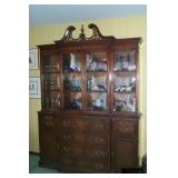 1930s Breakfront China Cabinet, Solid Cherry or Mahogany, Contents Not Included (Off-Site Pickup)