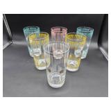 Set of 6 Mid-Century Fred Press Gold Atomic Starburst Highball Glasses