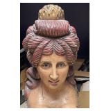 Carved Polychrome Ship Figurehead-Style Female Bust