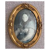 Antique Oval Gold Frame with Woman