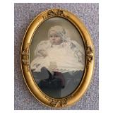 Antique Oval Gold Frame with Man