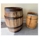 2 Rustic Wooden Barrels