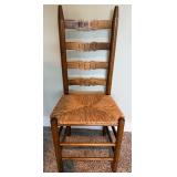 Vintage Ladder-Back Chair with Rush Seat