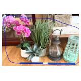 Artificial Plants, Lanterns & Candle Holder Lot