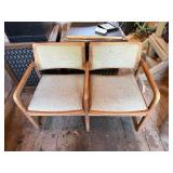 Mid-Century Modern Oak Two-Seat Tandem Bench