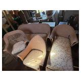 Vintage 4-Pc Wicker Patio Set – Sofa, Chaise, Rocker & Chair