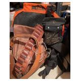 Hunting and Training Gear Lot with Leather Cartridge Belt and UTG Pouch