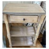 Wooden Side Table Accent Cabinet with Single Drawer and Two Shelves