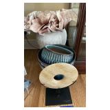 Tahari Home Table Sculpture, Ceramic Urn with Faux Flowers, and Planter Pots Lot