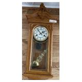 Carved Wooden Regulator Wall Clock with Lyre Pendulum