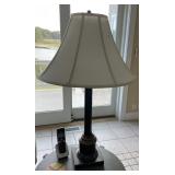 Matching Bronze-Finished Metal Table Lamp and Floor Lamp Set