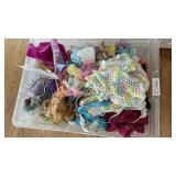 Fashion Dolls and Assorted Handmade Doll Clothing Storage Bin Lot