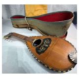Antique c. 1900 Bowlback Tater Bug Mandolin – Ornate Inlay, Original Fabric-Lined Case