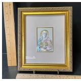 Italian .925 Sterling Silver Sacred Heart Bas-Relief Framed Plaque after Pompeo Batoni