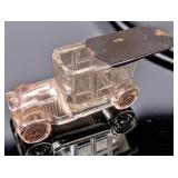 1920s Victory Glass 6-Window Candy Container Car – Sliding Tin Top, Burgundy Wheels