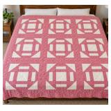 Handmade 1920–30s "Hole in the Barn Door" Quilt – 80" x 90"