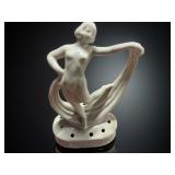 Art Deco Nude Lady with Scarf Flower Frog