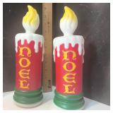 Pair Vintage Empire NOEL Christmas Candle Blow Molds – 11"