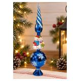 Christopher Radko "A Fine Winter" Glass Tree Topper – Sapphire Blue with Snowmen