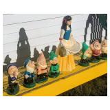 Vintage Cement Snow White & Seven Dwarfs Garden Statue Set – Vibrant Paint