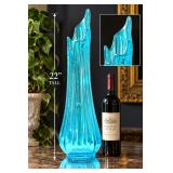 22" L.E. Smith Peacock Blue "Simplicity" Swung Glass Floor Vase – Mid-Century Modern