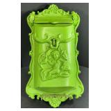 Vintage Cast Iron Cherub Scroll Mailbox – Lime Green, 12" x 6"