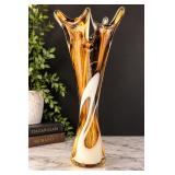 1970s Italian Murano-Style Honey Ribbon Swirl Swung Vase – 16"+