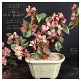 Chinese Rose Quartz & Jade Gemstone Bonsai Tree