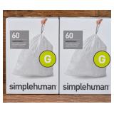 2 Boxes Simplehuman Code G Custom Fit Trash Liners – 120 Bags