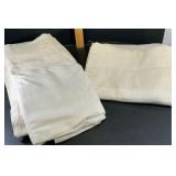 4 Vintage Off-White Woven Curtain Panels