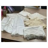 7-Pc Vintage Linen Lot – Embroidered, Lace & Hand-Crocheted