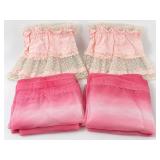Vintage Pink Dotted Swiss & Ombre Sheer Curtain Set – 4 Panels