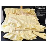 Pale Yellow Ruffled Shower Curtain Set with Liner, Rings & Tiebacks