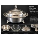 Vintage Silverplate Covered Casserole with Pyrex Insert