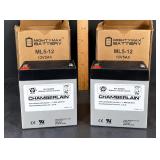 Pair Chamberlain 12V Sealed Lead Acid Batteries