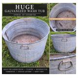 Huge Early Galvanized Farm Wash Tub – 30"+
