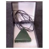 Large Dark Green Nephrite Jade Pendant Necklace