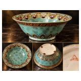 Large Japanese Porcelain Art Bowl, Hand-Decorated in Hong Kong – 12"