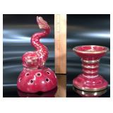 1930–40s Arthur Percy for Gefle Upsala-Ekeby Koi Flower Frog & Candlestick – Sweden