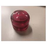 Vintage Red Glass Fresnel Signal Lens
