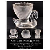 Clear Glass Swan Egg Holder / Trinket Dish