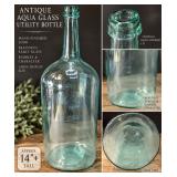 Large Early Aqua Glass Bottle
